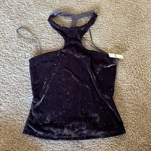 Blue velvet halter tank top